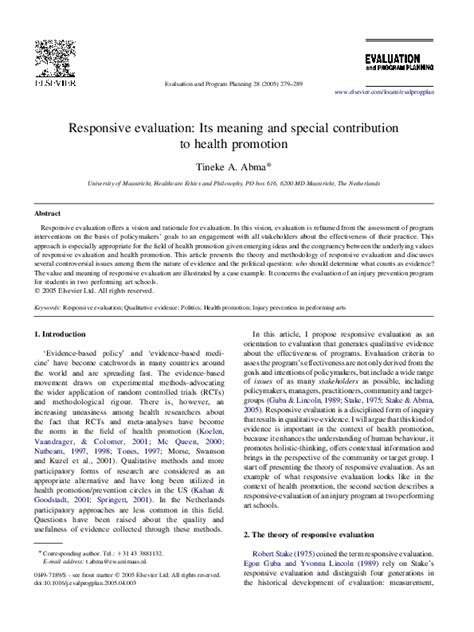 Responsive evaluation: Its meaning and special  .